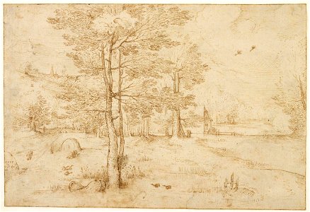 Hans Bol - Landscape with trees and a watermill