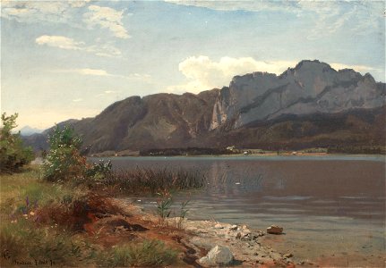 Hans Gude - Landskap fra Drachenwand ved Mondsee (1870)