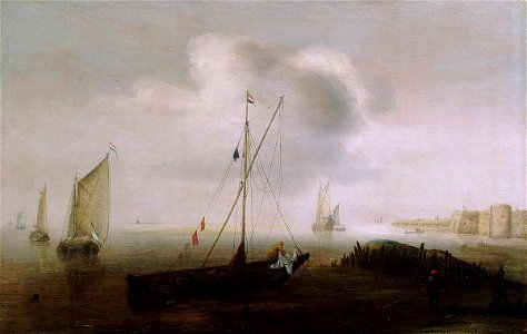 Hans Goderis (1622-1643) - A Fishing Boat with Sail Lowered Near the Shore - BHC0715 - Royal Museums Greenwich