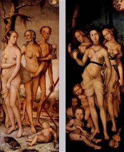 Hans Baldung - Three Ages of Man and Three Graces - WGA01194. Free illustration for personal and commercial use.