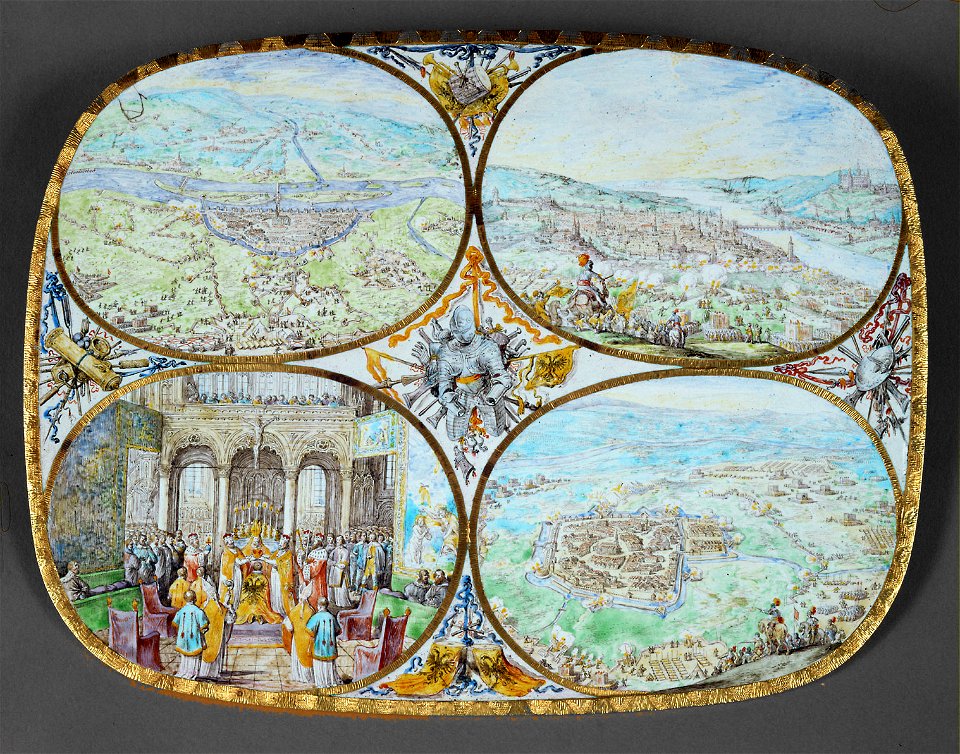 Hans Georg Bramer, Platte, , Kunsthistorisches Museum Wien, Kunstkammer Wien - Goldplatte mit der Darstellung der Schlacht bei Nördlingen 1634 - KK 3222 - Kunsthistorisches Museum