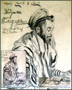 Hans Gyenis, Porträtzeichnung russ.Kgf. Ajzig Gleser beim Beten, Mai 1916