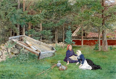Hans Gude - Den gamle Sneplov Ved Skovkanten (1893)