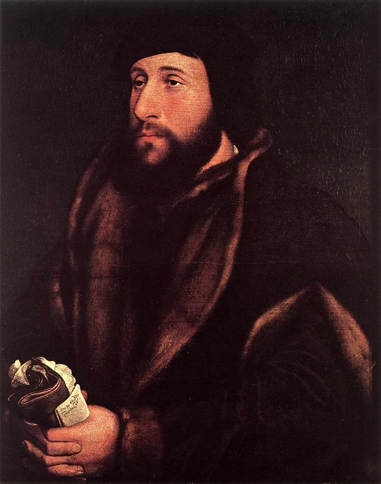 Hans Holbein d. J. - Portrait of a Man Holding Gloves and Letter - WGA11575