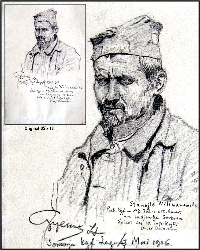 Hans Gyenis, Porträtzeichnung Kgf. Stanojle Wilimanewits, Mai 1916