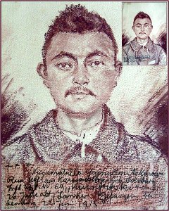 Hans Gyenis, Porträtzeichnung russ.Kgf. Njigumatulla Gajnull. Juni 1915
