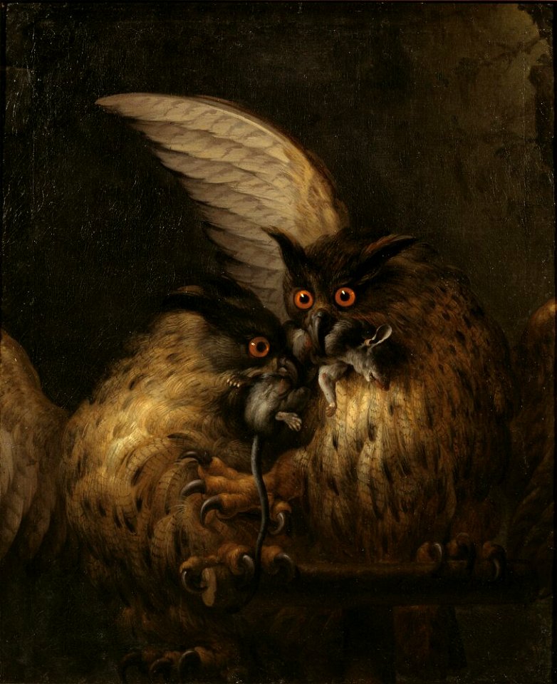 Hans Georg Müller - Two owls fighting over a rat - NM 5337 - Nationalmuseum
