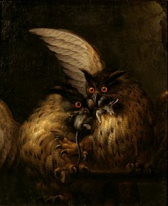 Hans Georg Müller - Two owls fighting over a rat - NM 5337 - Nationalmuseum