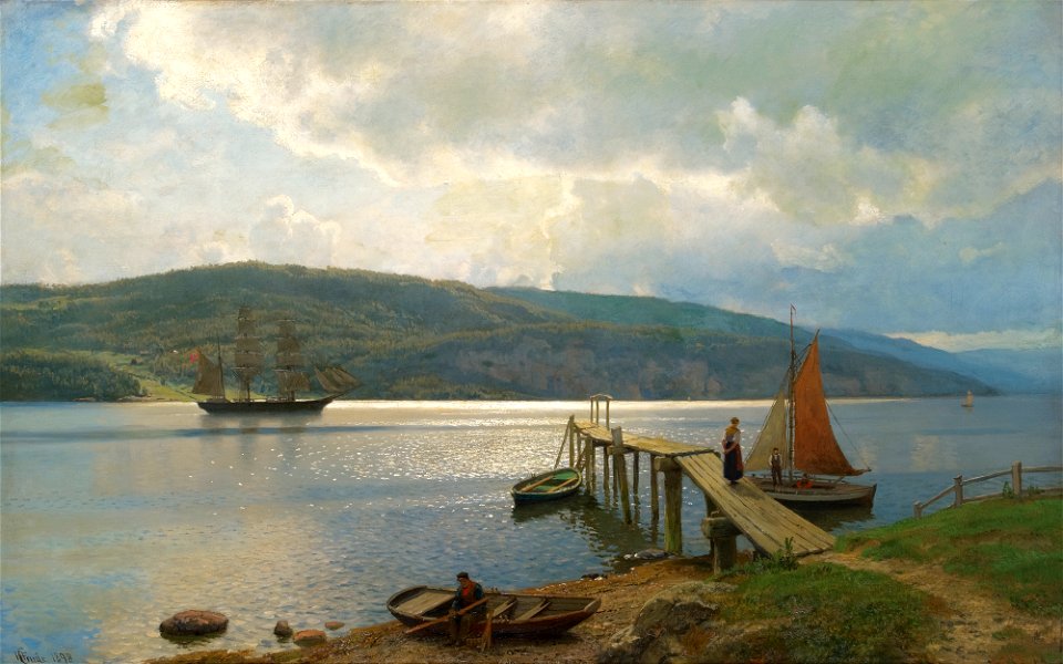 Hans Gude - Kaien på Feste i nær Moss (1898)