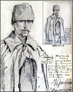 Hans Gyenis, Porträtzeichnung russ.Kgf. Dmitrij Krawtschenko, Mai 1915