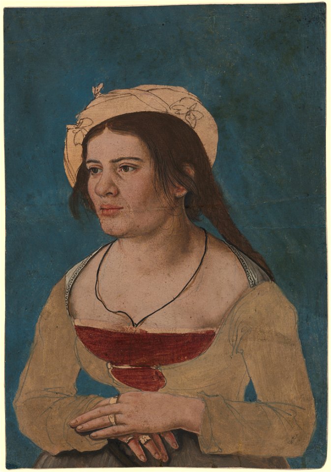 Hans Holbein d. J. (Umkreis) - Bildnis einer jungen Frau mit rotem Mieder, Inv. 1823.143
