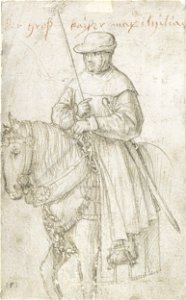 Hans Holbein the Elder - Kaiser Maximilian I in travel dress on horseback - Google Art Project