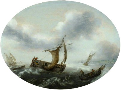 Hans Goderis (1622-1643) - Dutch Boats in a Strong Breeze - BHC0716 - Royal Museums Greenwich