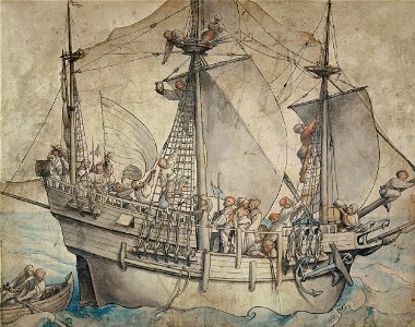 Hans Holbein d. J. - Ship with Revelling Sailors - Google Art Project. Free illustration for personal and commercial use.