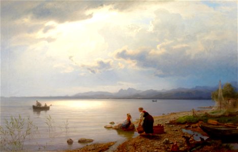 Hans Gude - Ved bredden av Chiemsee (1871)
