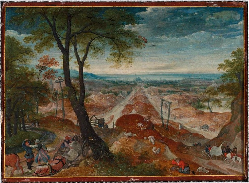 Hans Bol - Landscape with Bandits Holding up a Man with a Wagon - 2002.258 - Fogg Museum