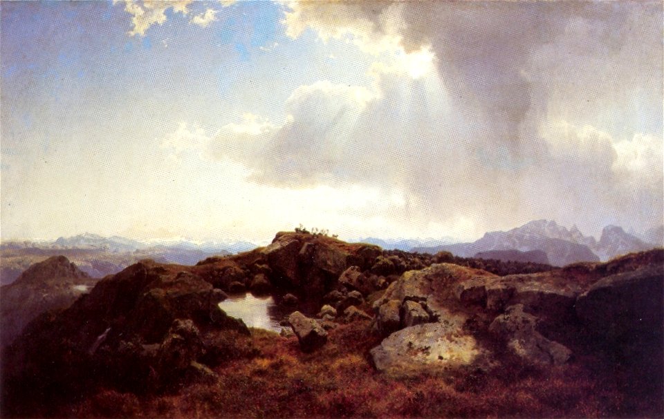 Hans Gude--Hoyfjellslandskap Med Opptrekkende UV Aer--1848
