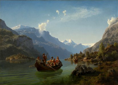 Hans Gude, Adolph Tidemand - Bridal Procession on the Hardangerfjord - NG.M.00467 - National Museum of Art, Architecture and Design