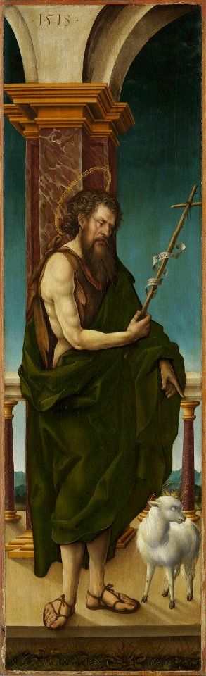 Hans Burgkmair d. Ä. - Johannesaltar, Flügelaußenseite, Hl. Johannes der Täufer - 195 - Bavarian State Painting Collections