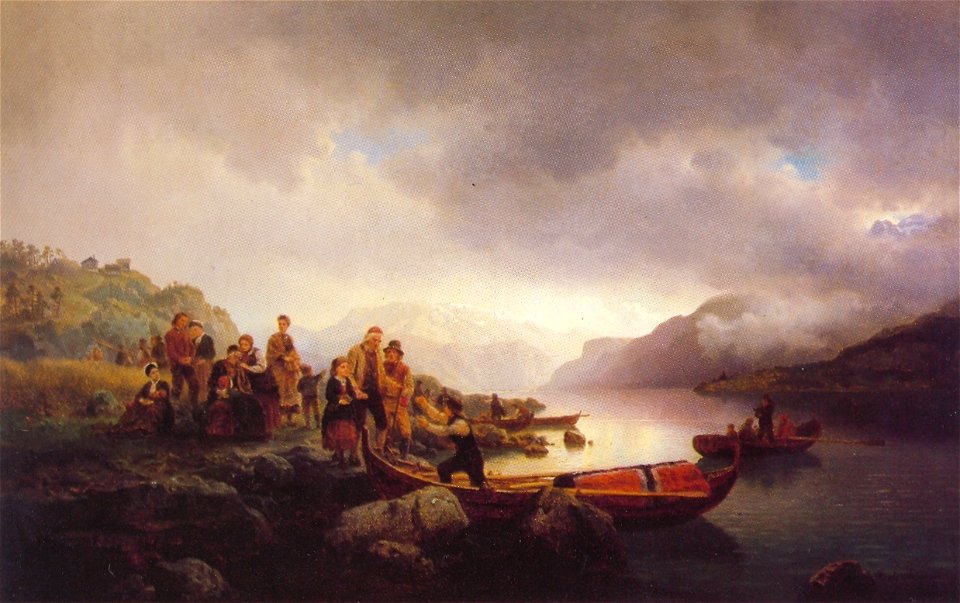 Hans Gude--Likferd Pa Sognefjorden--1853