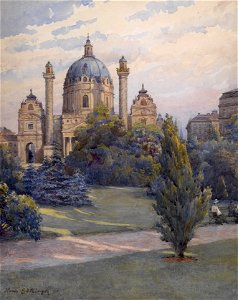 Hans Götzinger Karlsplatz und Karlskirche 1913