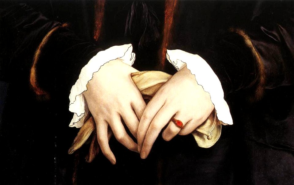 Hans Holbein d. J. - Christina of Denmark, Ducchess of Milan (detail) - WGA11572