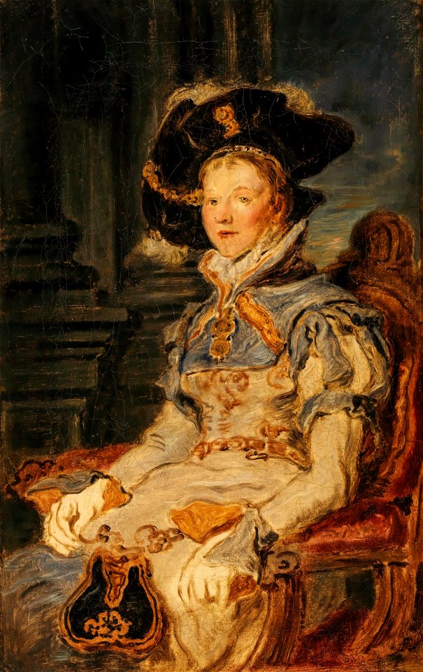 Hans Canon Skizze zu einem Frauenportrait in Renaissancekostüm