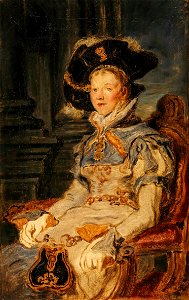 Hans Canon Skizze zu einem Frauenportrait in Renaissancekostüm