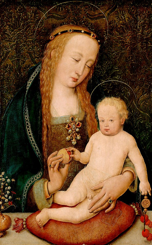 Hans Holbein d. Ä., , Kunsthistorisches Museum Wien, Gemäldegalerie - Maria, dem Kind einen Granatapfel reichend - GG 6503 - Kunsthistorisches Museum