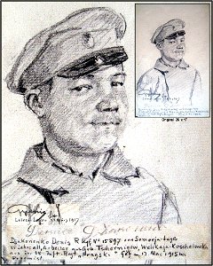 Hans Gyenis, Porträtzeichnung russ.Kgf. Djakonenko Denis, März 1917