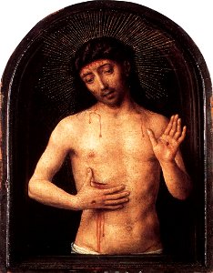 Hans Memling - Man of Sorrows - WGA14995. Free illustration for personal and commercial use.