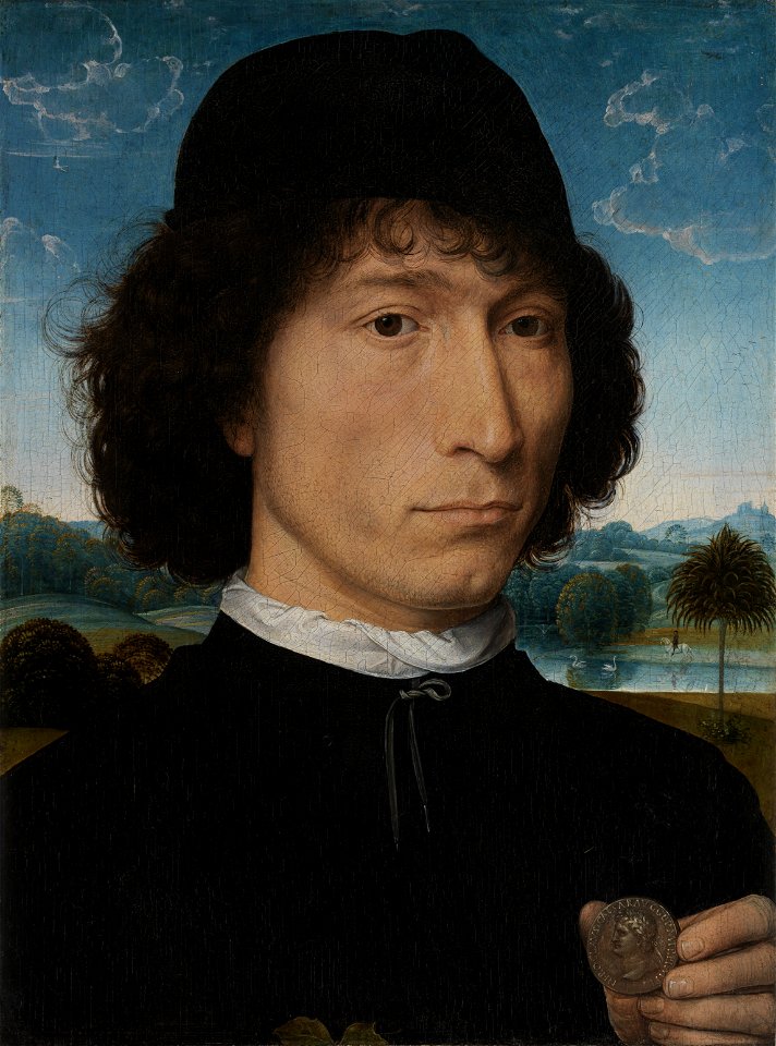 Hans Memling - Portrait of a Man with a Roman Coin - WGA14910