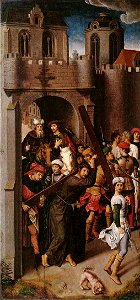 Hans Memling - Carrying the Cross - WGA15007. Free illustration for personal and commercial use.