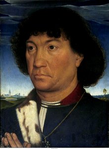 Hans Memling - Portrait of a Man at Prayer before a Landscape - WGA14908. Free illustration for personal and commercial use.