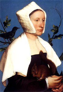 Hans Holbein d. J. - Portrait of a Lady with a Squirrel and a Starling - WGA11526