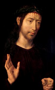 Hans Memling - The Man of Sorrows Blessing - Google Art Project. Free illustration for personal and commercial use.