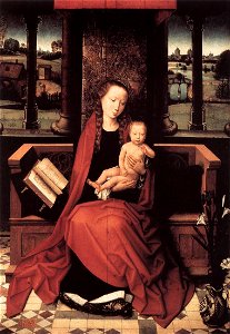 Hans Memling - Virgin and Child Enthroned - WGA14914. Free illustration for personal and commercial use.