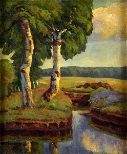 Hans Peter Feddersen Bachlauf mit Birken