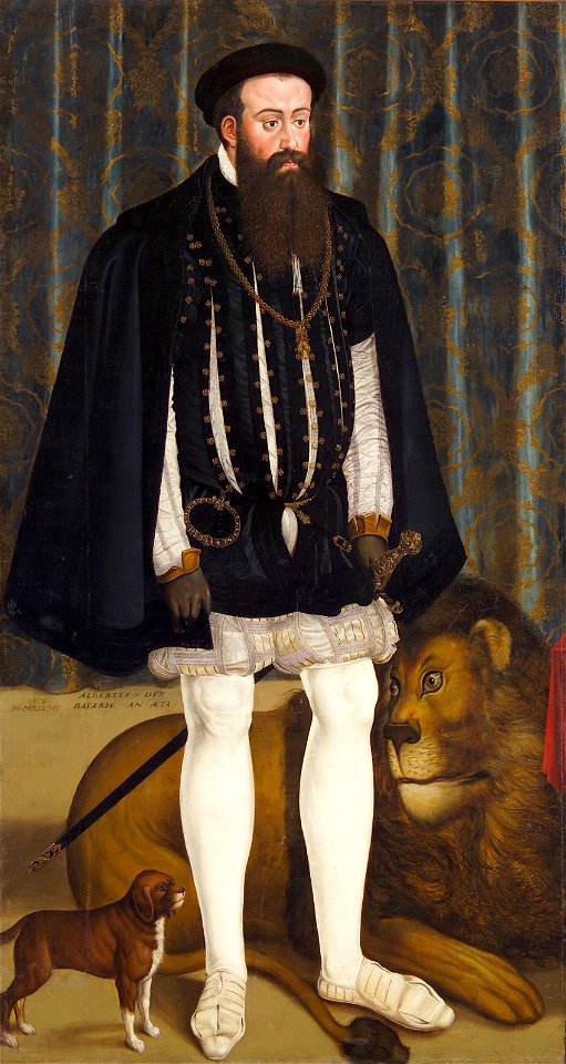 Hans Mielich, , Schloss Ambras Innsbruck - Herzog Albrecht V. (1528-1579) von Bayern mit einem Löwen - GG 3846 - Kunsthistorisches Museum