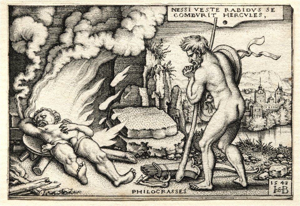 Hans Sebald Beham (German, 1500-1550) - The Labors of Hercules, Hercules on his Pyre - 1950.470 - Cleveland Museum of Art