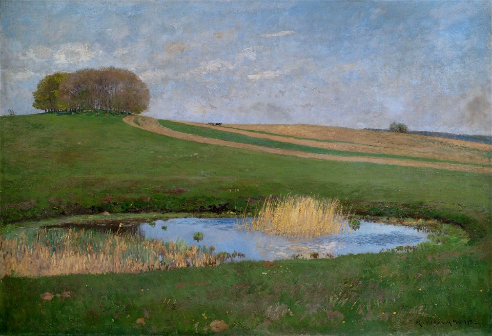 Hans Richard von Volkmann Sommerlandschaft mit einem Tümpel 1897