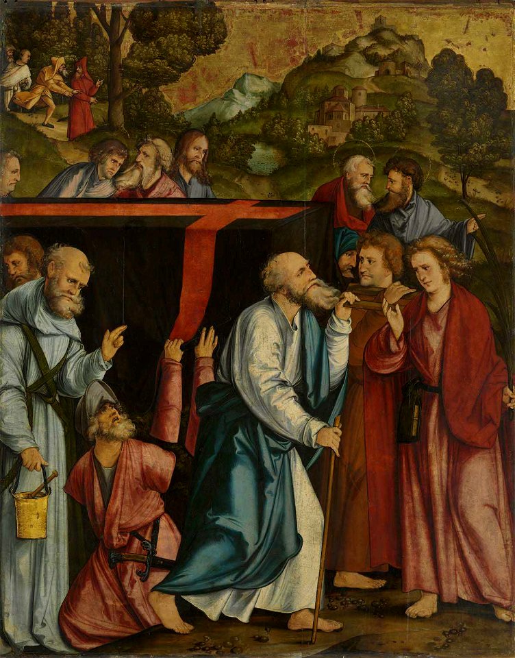 Hans Schäufelein - Christgartner Altar, Grabtragung Mariens Rückseite, Fall Christi auf das Kreuz - WAF 925 - Bavarian State Painting Collections