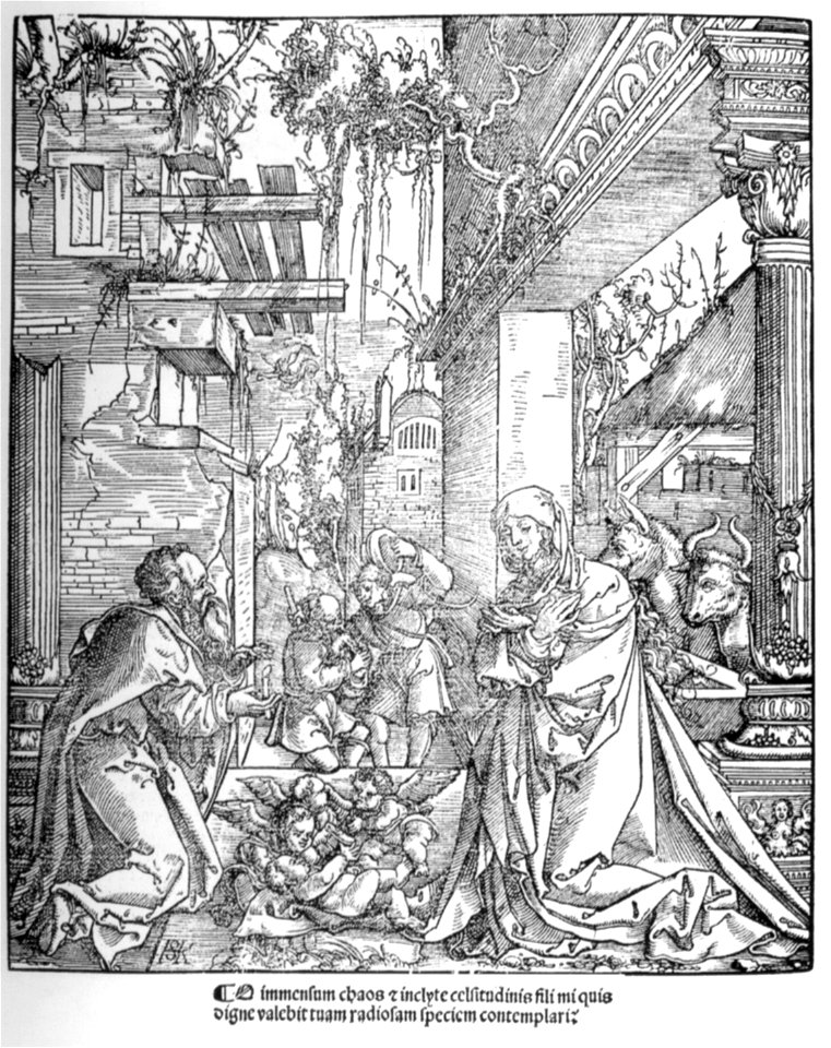 Hans Springinklee Geburt Christi aus Biblia Latina Lyon 1520 (Isny)