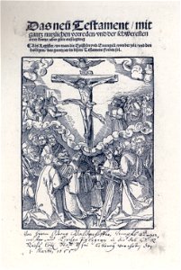 Hans Schäufelein Titelholzschnitt Neues Testament Augsburg 1523 (Isny)
