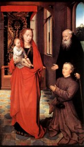Hans Memling - Virgin and Child with St Anthony the Abbot and a Donor - WGA14849. Free illustration for personal and commercial use.