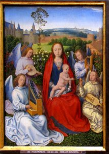 Hans Memling - Virgin and Child with Musician Angels - WGA14897. Free illustration for personal and commercial use.