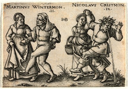 Hans Sebald Beham (German, 1500-1550) - The Peasant Wedding or the Twelve Months, 11-Martinus Wintermon 12-Nicolaus Cristmon - 1950.479.6 - Cleveland Museum of Art
