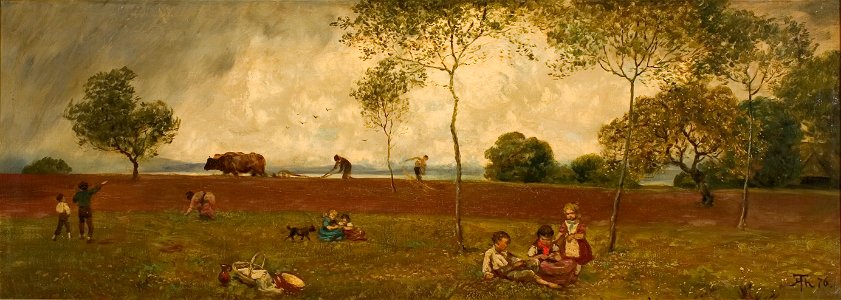 Hans Thoma - Op de akker (winterkoren zaaien) - 0439 - Rijksmuseum Twenthe