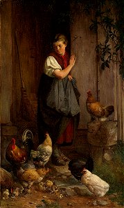 Hans Thoma - Hühnerfütterung - 1114 - Staatliche Kunsthalle Karlsruhe