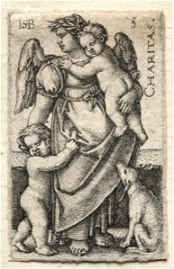 Hans Sebald Beham (German, 1500-1550) - The Knowledge of God and the Seven Cardinal Virtues, Charity - Charitas - 1950.471.3 - Cleveland Museum of Art
